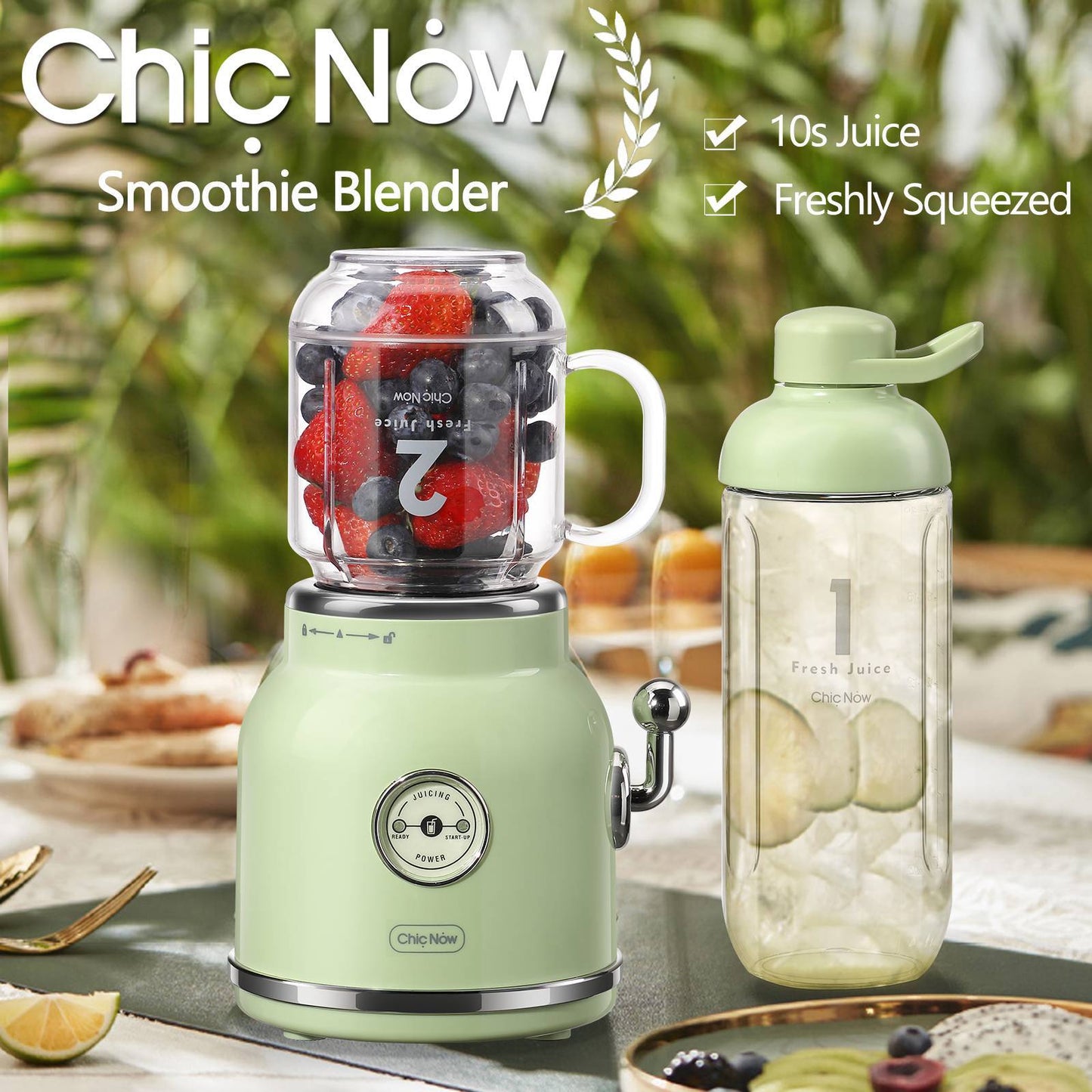 Vintage-Style Personal Blender with 20.3 oz Travel Cup- Fast USB Rechargeable Smoothie Maker (Ships from USA)