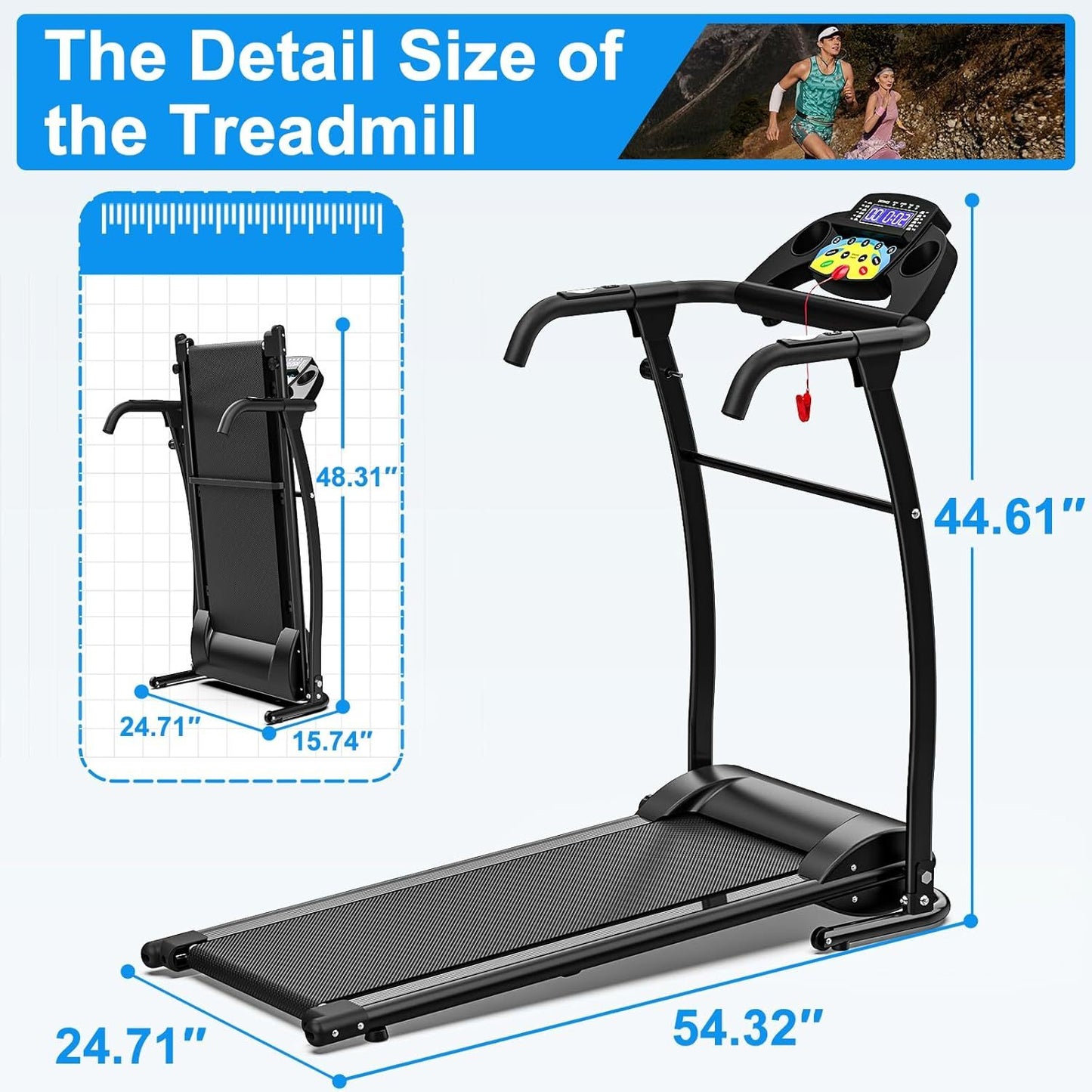 2-in1 Walking Treadmill with Handlebar-Foldable, 300 lbs. Capacity Remote Controlled for Home & Office