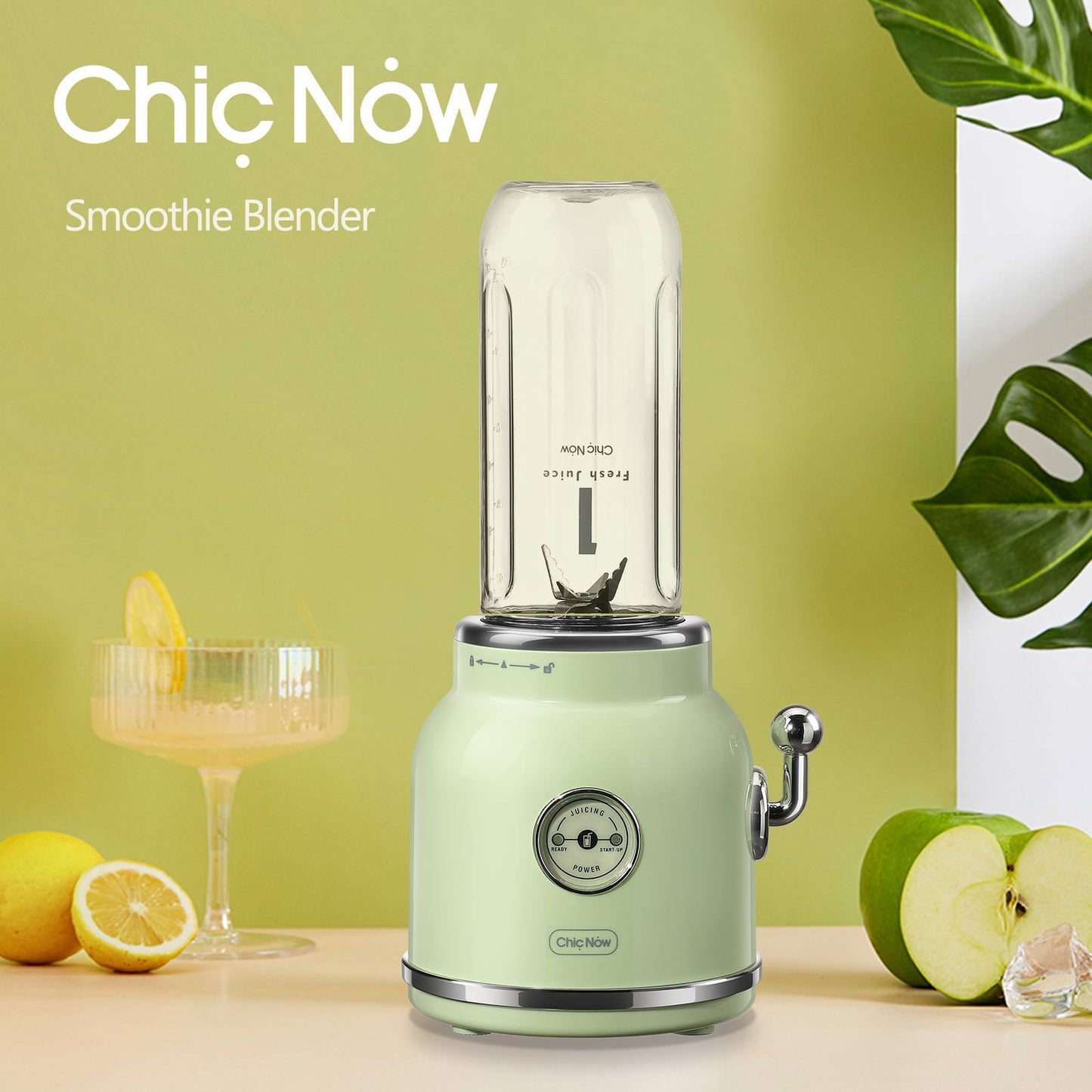 Vintage-Style Personal Blender with 20.3 oz Travel Cup- Fast USB Rechargeable Smoothie Maker (Ships from USA)