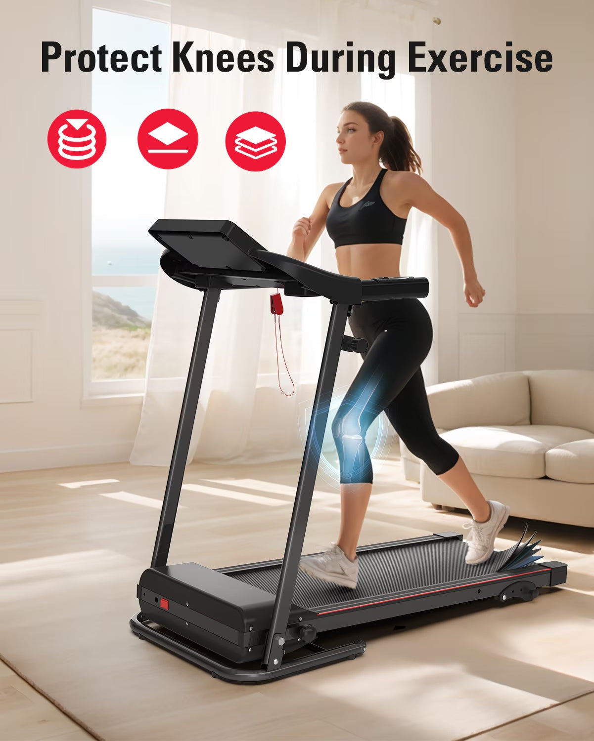 Foldable Treadmill Fitness Walking Machine-Compact Home Cardio Trainer
