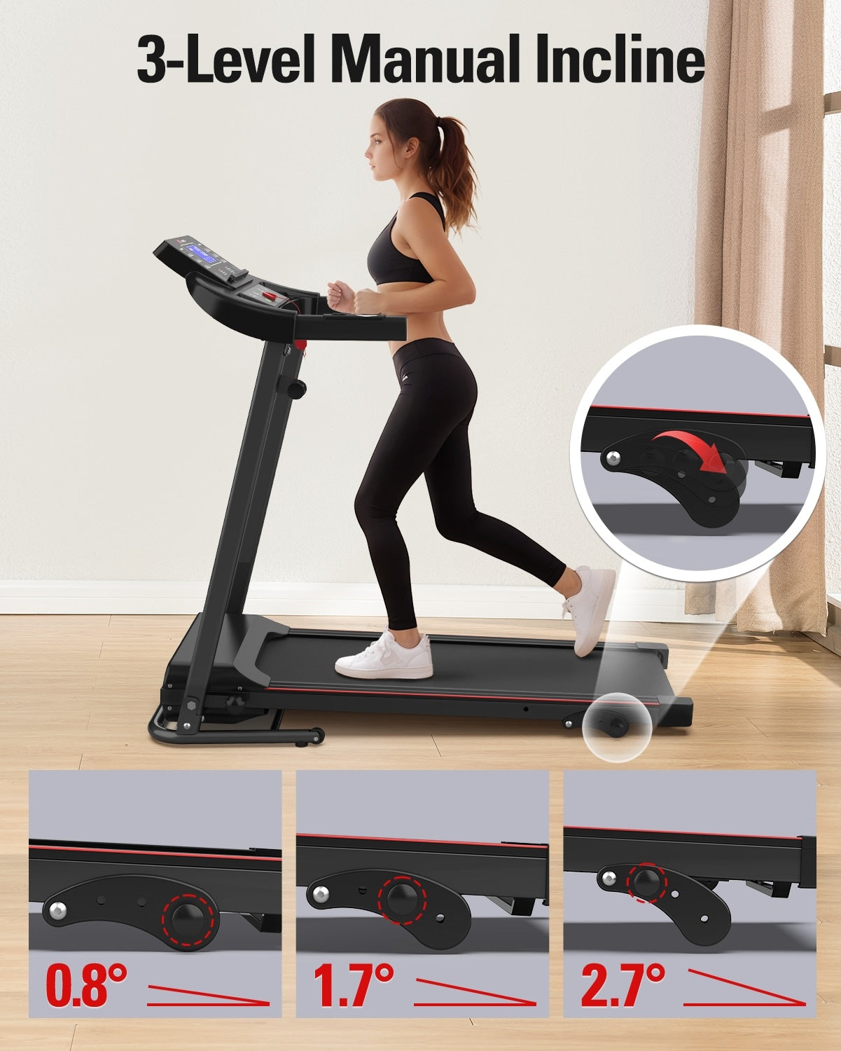 Foldable Treadmill Fitness Walking Machine-Compact Home Cardio Trainer