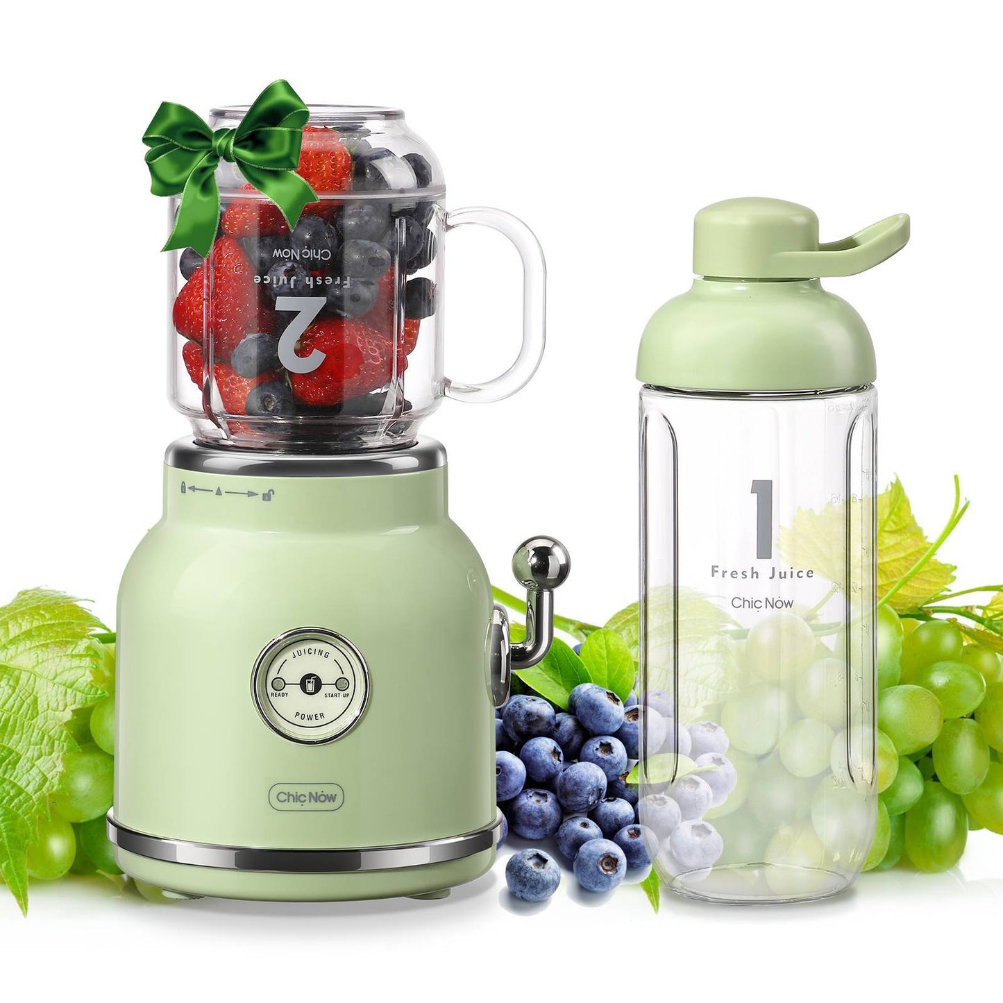 Vintage-Style Personal Blender with 20.3 oz Travel Cup- Fast USB Rechargeable Smoothie Maker (Ships from USA)