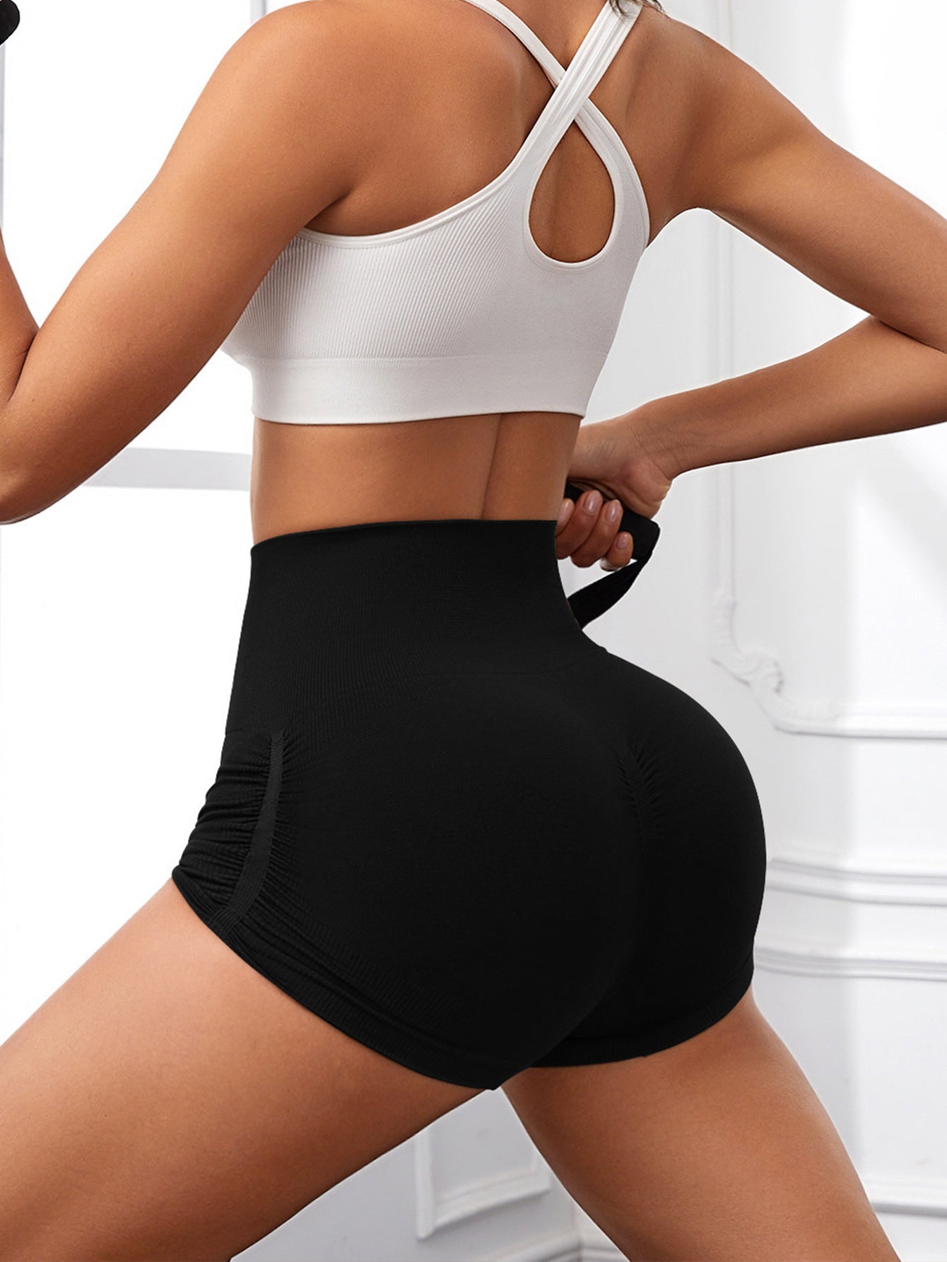 "Snatched Seamless Scrunch Booty Shorts- High Waist Lift"