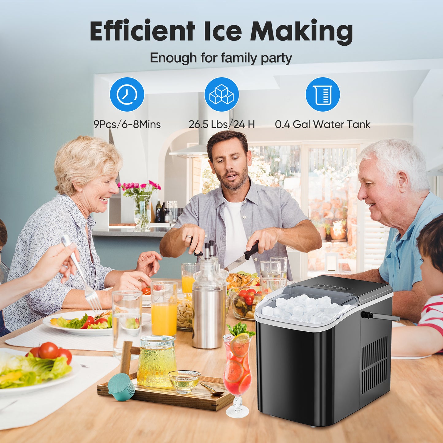 ChillVibe Portable Countertop Ice Maker- Fast Ice, Anytime, Anywhere