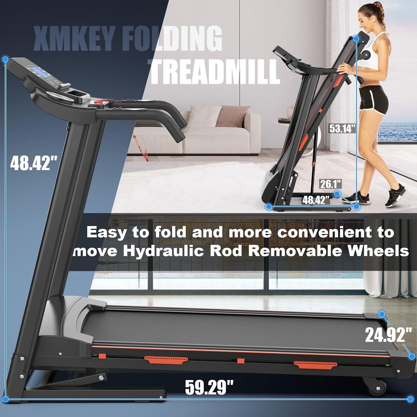 "Run It Up- Heavy Duty Foldable Treadmill with Incline + LCD
