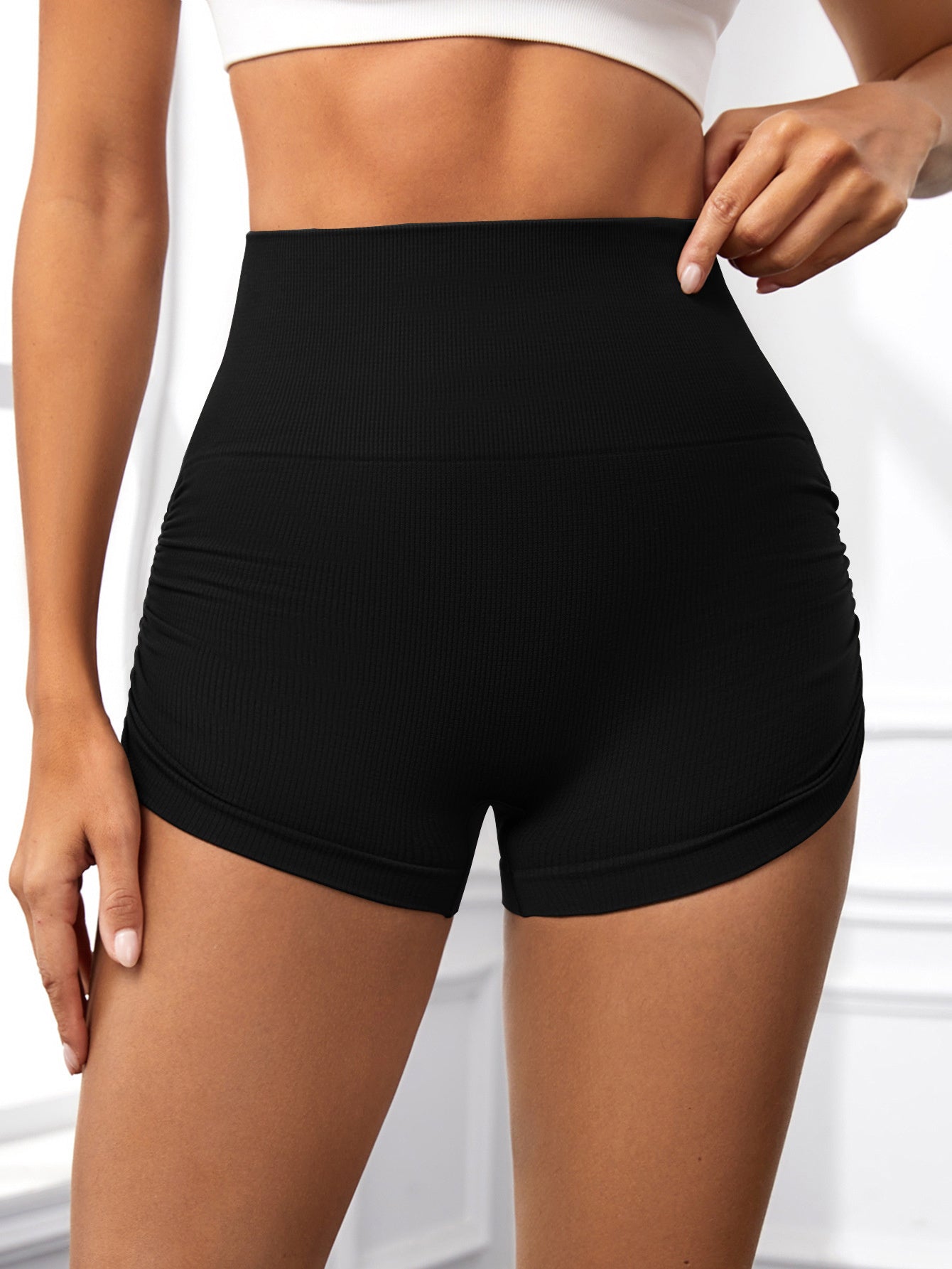 "Snatched Seamless Scrunch Booty Shorts- High Waist Lift"