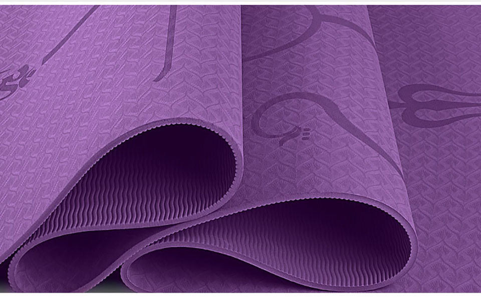 Non-Slip TPE Yoga Mat with Position Lines- Ideal for Beginners