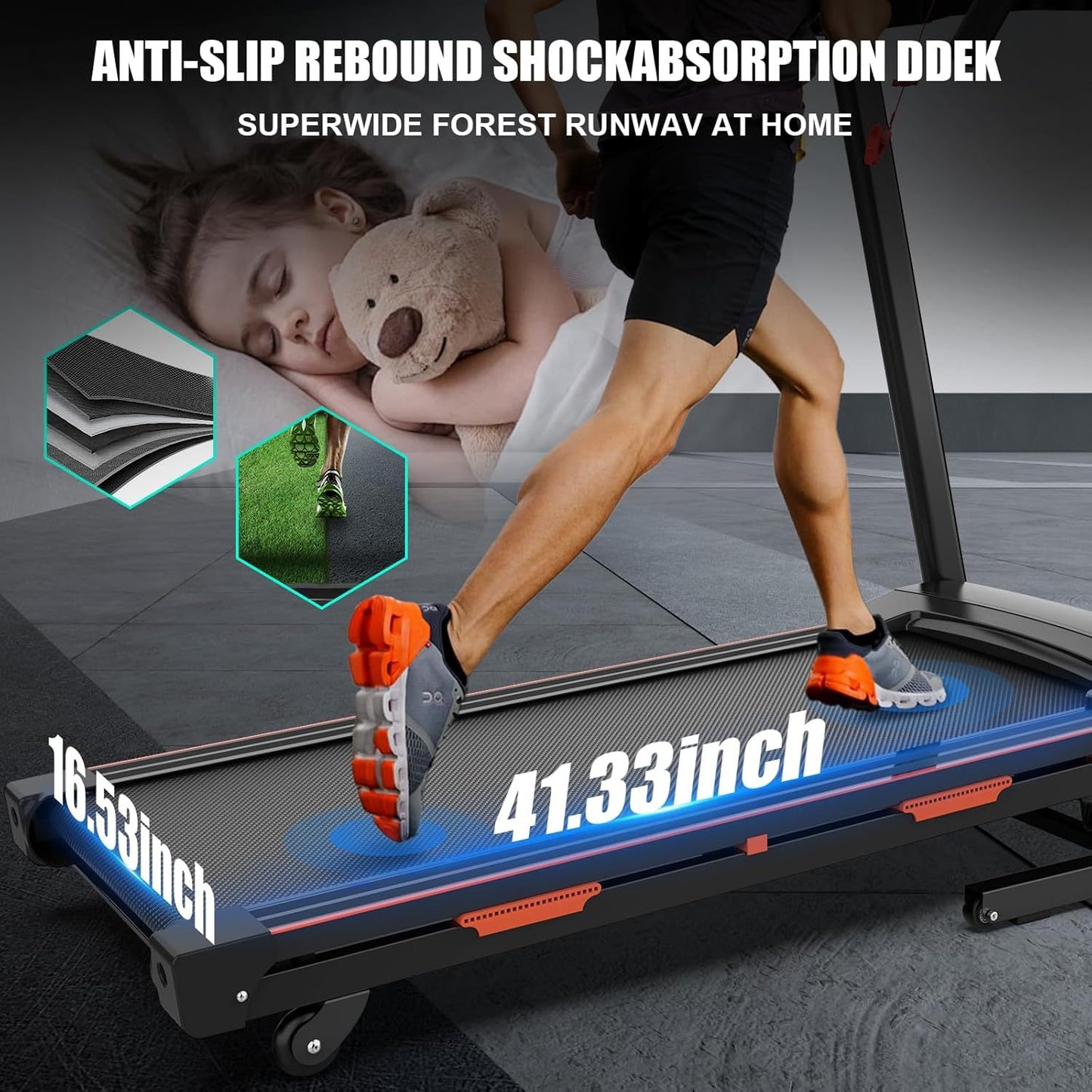 "Run It Up- Heavy Duty Foldable Treadmill with Incline + LCD