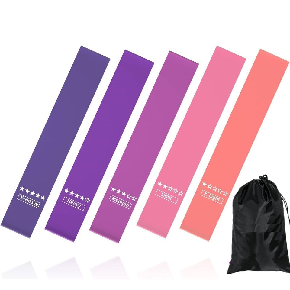 Resistance Loop Exercise Bands- Lightweight, Portable & Durable (Set of 5)