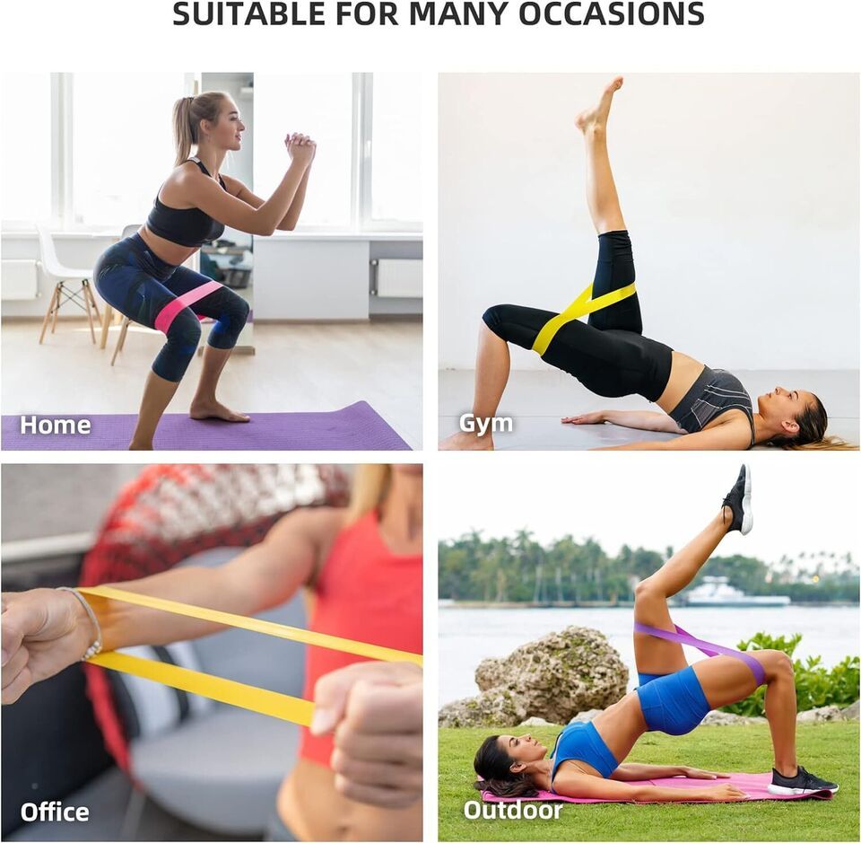 Resistance Loop Exercise Bands- Lightweight, Portable & Durable (Set of 5)