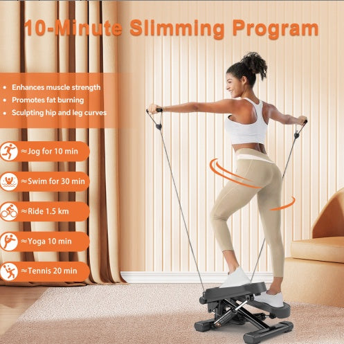 "Step & Sculpt- Compact Mini Stepper with Resistance Bands".