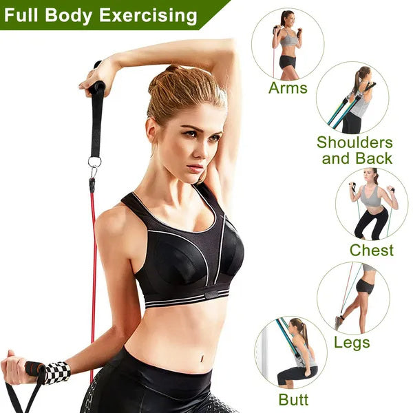 11- Piece Resistance Bands Set- Full Body Workout, Portable Home Gym
