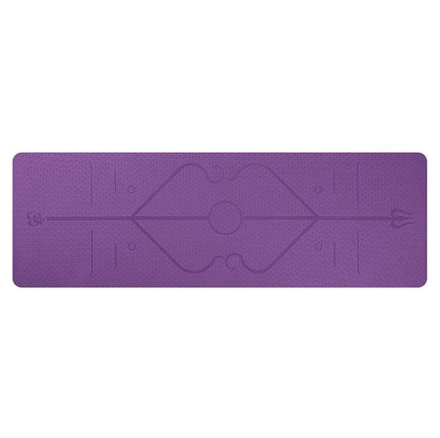 Non-Slip TPE Yoga Mat with Position Lines- Ideal for Beginners