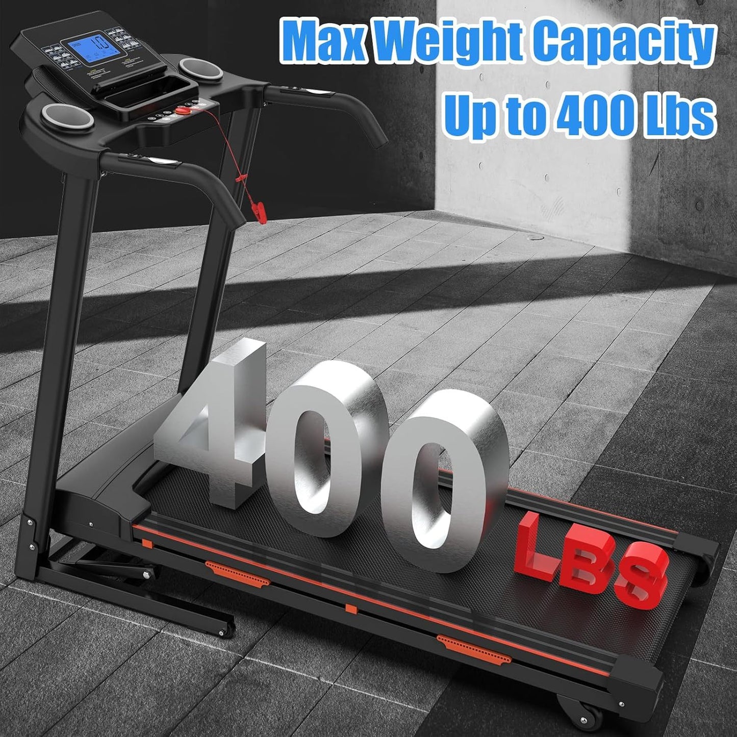 "Run It Up- Heavy Duty Foldable Treadmill with Incline + LCD