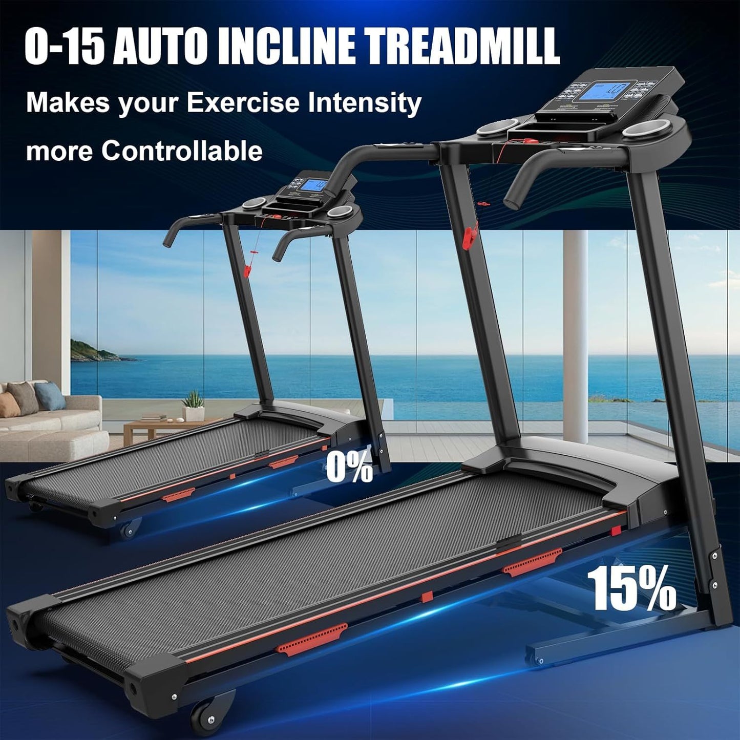 "Run It Up- Heavy Duty Foldable Treadmill with Incline + LCD