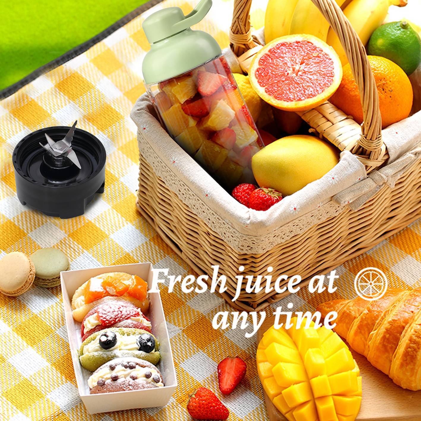 Vintage-Style Personal Blender with 20.3 oz Travel Cup- Fast USB Rechargeable Smoothie Maker (Ships from USA)