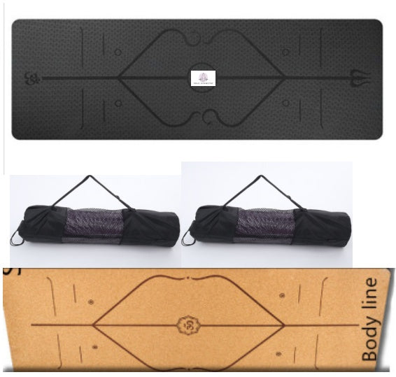 Non-Slip TPE Yoga Mat with Position Lines- Ideal for Beginners