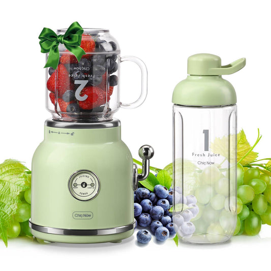 Vintage-Style Personal Blender with 20.3 oz Travel Cup- Fast USB Rechargeable Smoothie Maker (Ships from USA)