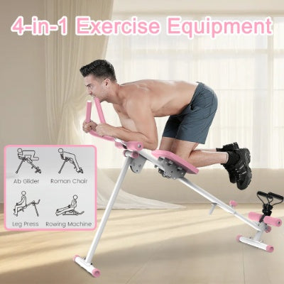 4-in-1 Core Crusher: Ab Glider, Rowing, Leg Press & Roman Chair Machine