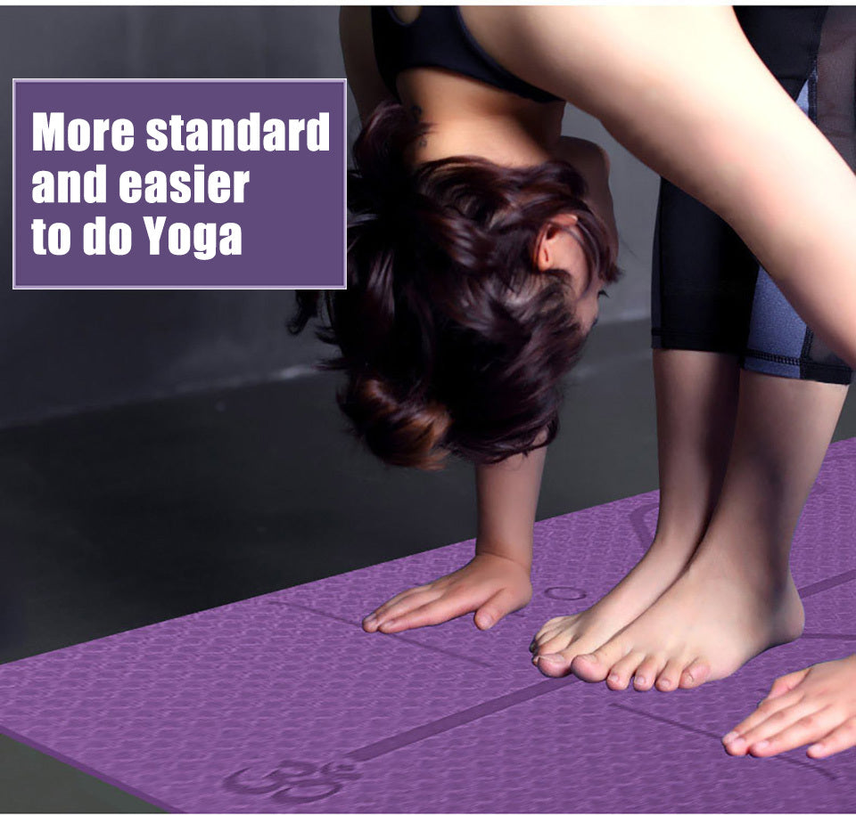 Non-Slip TPE Yoga Mat with Position Lines- Ideal for Beginners