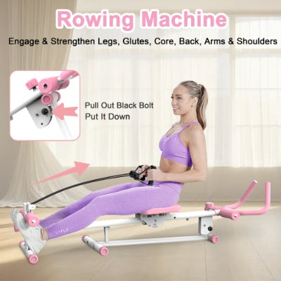 4-in-1 Core Crusher: Ab Glider, Rowing, Leg Press & Roman Chair Machine