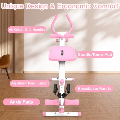 4-in-1 Core Crusher: Ab Glider, Rowing, Leg Press & Roman Chair Machine