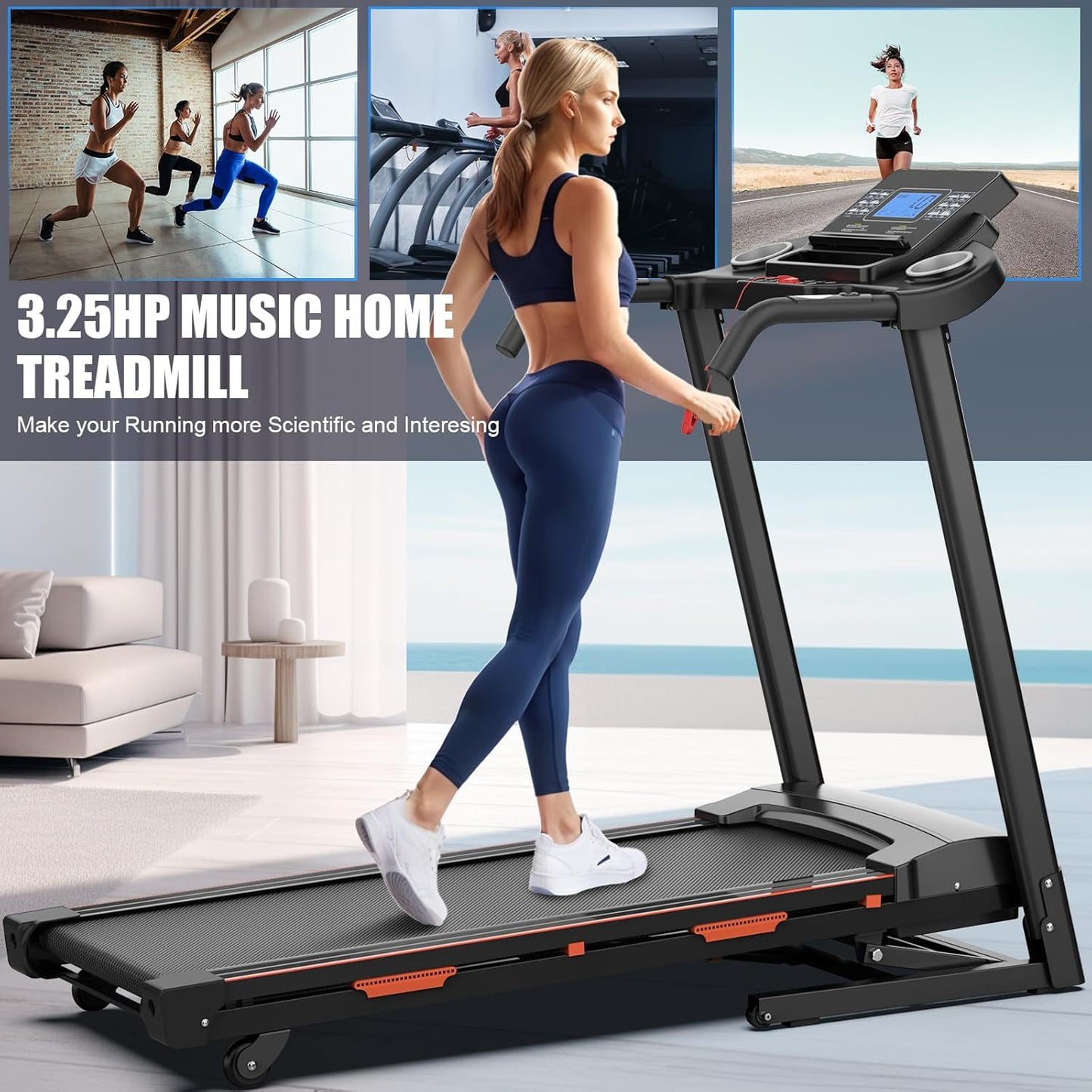 "Run It Up- Heavy Duty Foldable Treadmill with Incline + LCD