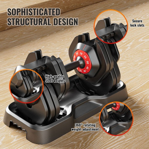 Adjustable Fitness Dumbbells- 5-in1 Weight Set (up to 50lbs)