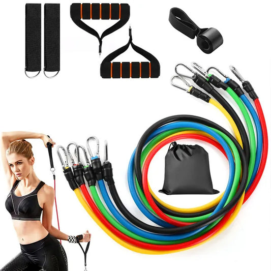 11- Piece Resistance Bands Set- Full Body Workout, Portable Home Gym