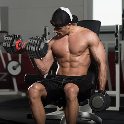 Adjustable Fitness Dumbbells- 5-in1 Weight Set (up to 50lbs)